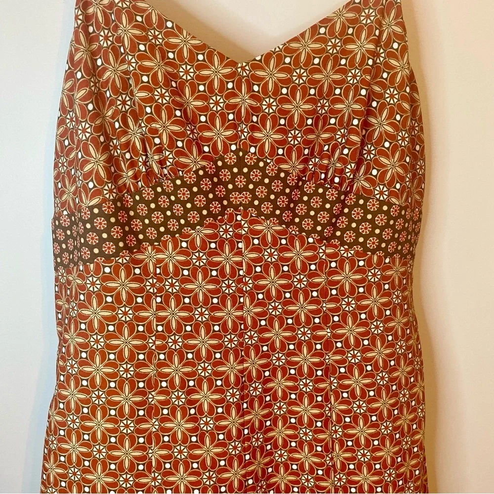 LOFT Rust BOHO Patterned Midi Dress Size 8 (NWT) - Picture 3 of 11